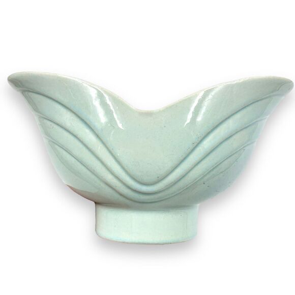 Vintage Paul Thornhill Pottery Blue Vase - Bowl Art Deco Art Planter - TP USA